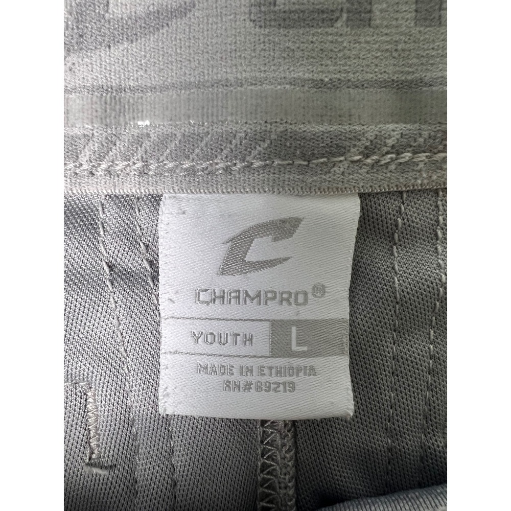 Champro Youth Large Baseball Pants Gray Blue Side Stripe Adjustable Hem BP11L - Picture 4 of 8